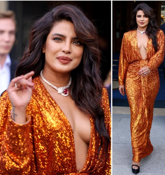Priyanka Chopra wore a Gown slashed to the waist looking hot