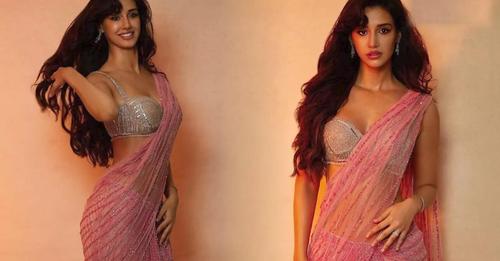 Disha Patani sizzles in an embellished pink net saree, Check it out!