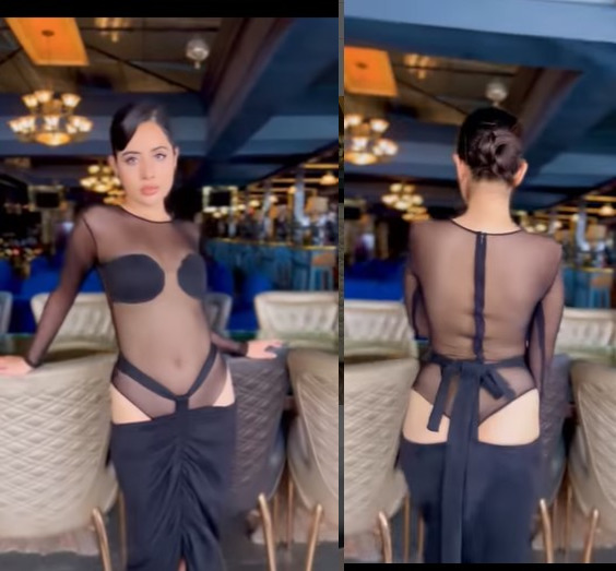 Urfi Javed gets brutally trolled by netizens for wearing a black see-through dress