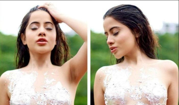 Urfi Javed uses silver leaves to cover her body in her latest photoshoot