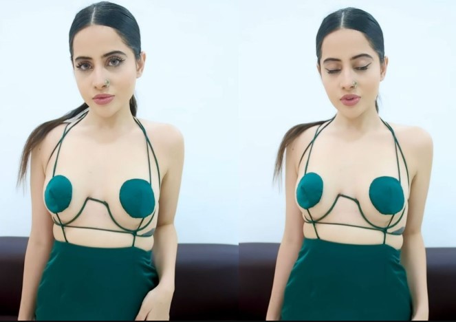 Urfi Javed's video in a green wired dress goes viral, Watch the viral video