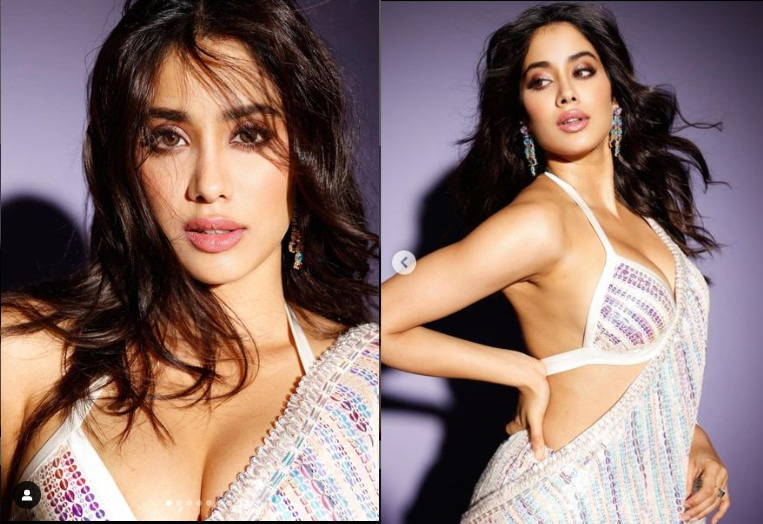 Janhvi Kapoor looks extremely hot in a bralette blouse with a saree, See Pics