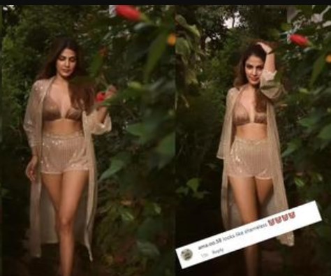 Rhea Chakraborty for her pictures in a shimmery bikini top, Check out it!