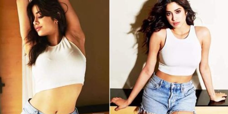 Janhvi Kapoor looks sizzling hot in a crop top and denim shorts, See Pics