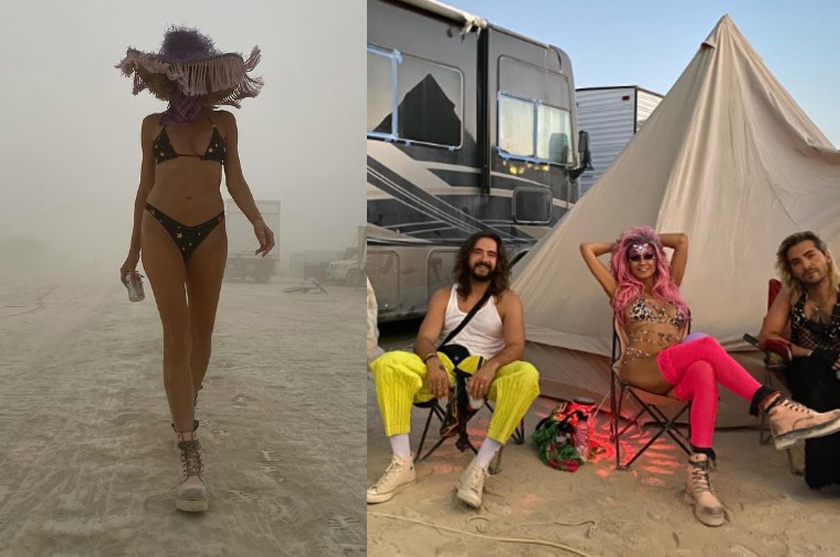 Heidi Klum looks very hot in Star-Covered Bikini at Burning Man