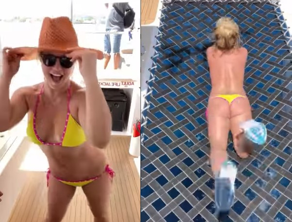 Britney Spears sunbathes in just a Yellow Thong, Watch Video!