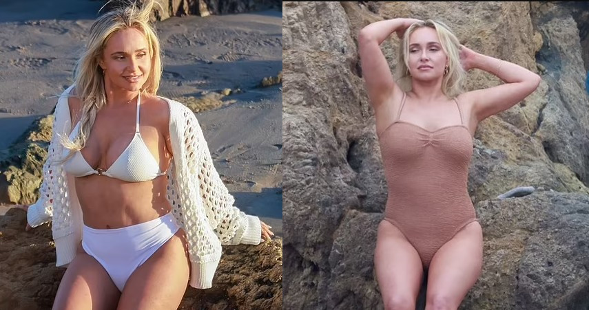Hayden Panettiere poses in skimpy swimwear during the sultry shoot on the beach in Malibu