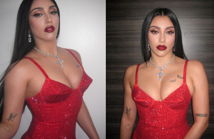 Lourdes Leon paid Homage to Madonna in a Red Cone Bra Gown