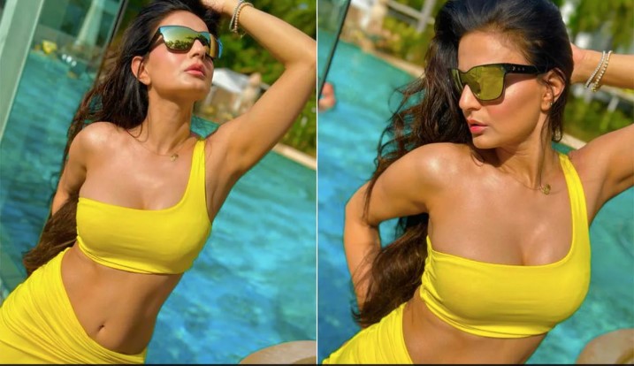Ameesha Patel turns up the heat in a yellow swimsuit, See Pics