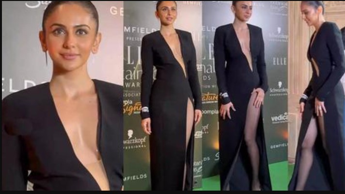 Rakul Preet Singh shows off her curves in low neckline black gown, See Pics