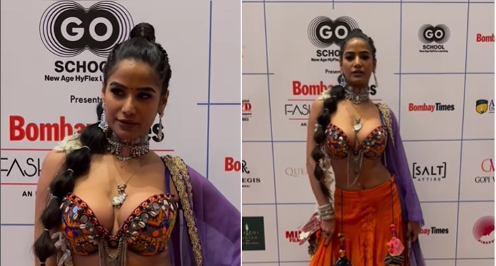 Poonam Pandey flaunts her glamorous look wearing a lehenga choli