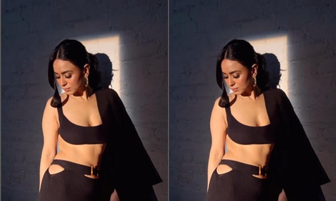 Soundarya Sharma looks bold in her black outfit as she does a photoshoot!!