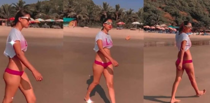 Nia Sharma's video in a pink bikini sets the internet on fire, watch the viral video!
