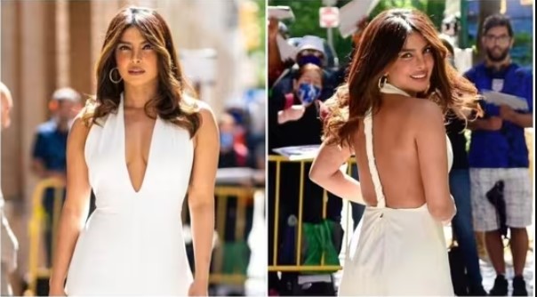 Priyanka Chopra raises temperatures in a stunning backless gown with a plunging neckline