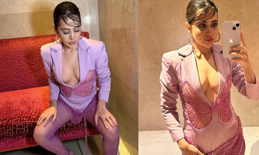 Urfi Javed dazzles in a butterfly-themed outfit and fishnet Stockings, gets trolled