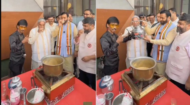  Dolly Chaiwala Serves Tea To Haryana CM Nayab Singh Saini 